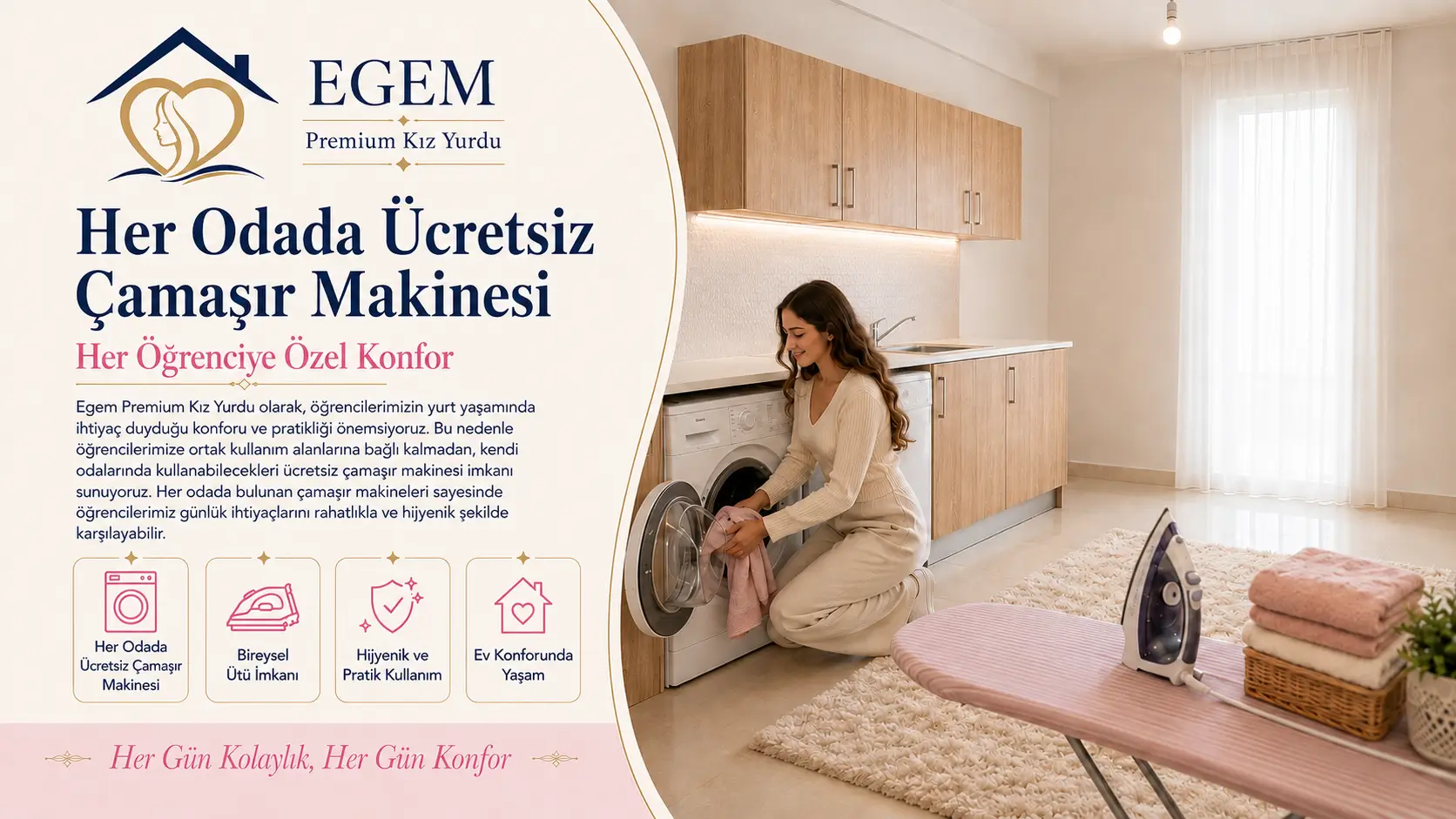 Özel Çamaşır Makinesi ve Ütü İmkanı